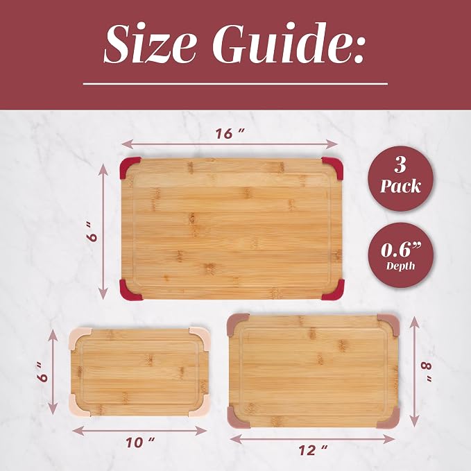 COOK WITH COLOR Non-Slip Cutting Board Set – Kitchen Essentials with Easy Grip - Image 3