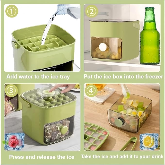 Ice Cube Tray with Lid & Bin Ice Maker Ice Trays - Image 7