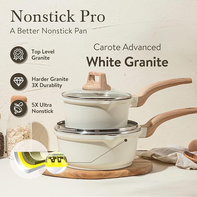 CAROTE 1.5Qt & 3.0Qt Sauce Pan Sets - Image 3