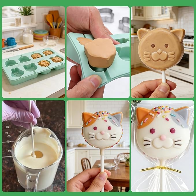 Juome Cake Pop Mold Kit, 2 Pack 16 Cavities Animal Shape Cakesicle Molds - Image 5