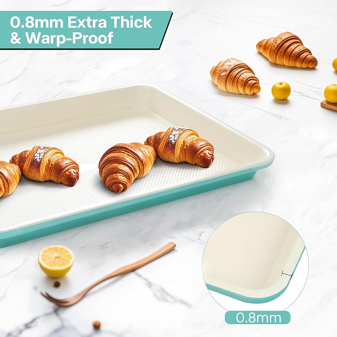 3-Pack Blue Ceramic-Coating Baking Sheet Pans, PFOA/PFOS/PTFE-Free Nonstick - Image 4