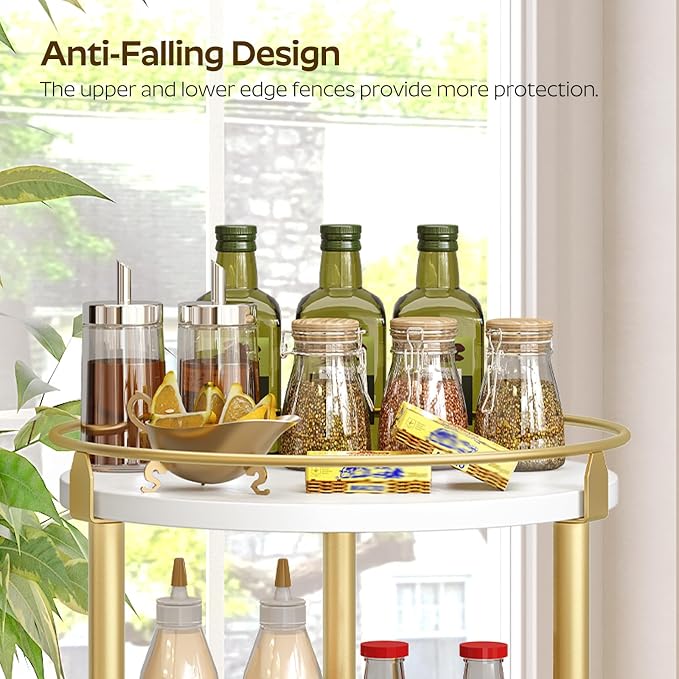 YATINEY Lazy Susan Organizer, Rotating Spice Rack, 2 Tier Spice Turntable - Image 7