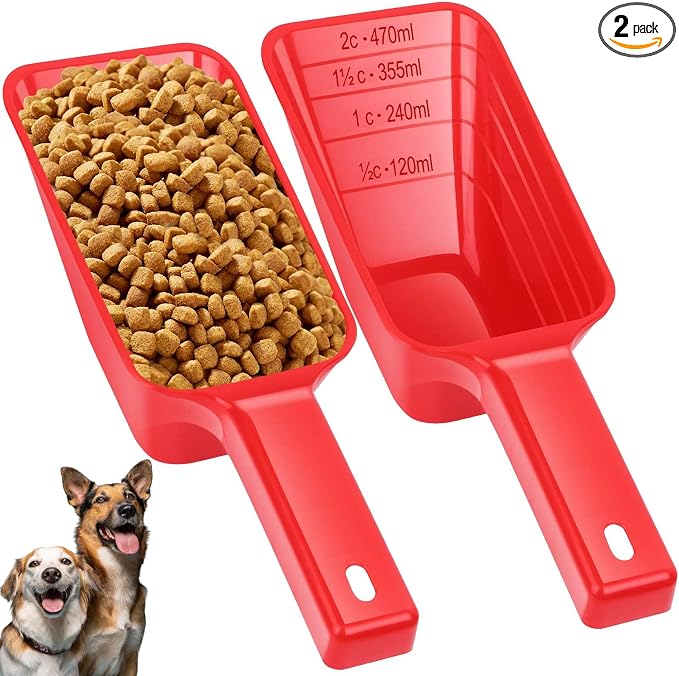 2 Cup Dog Food Scoop, Plastic Pet Food Scoop by Aosnare