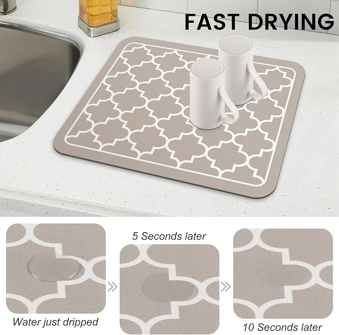 WISELIFE Dish Drying Mat Super Absorbent Drying Mat Large Dish Drying Mats - Image 4