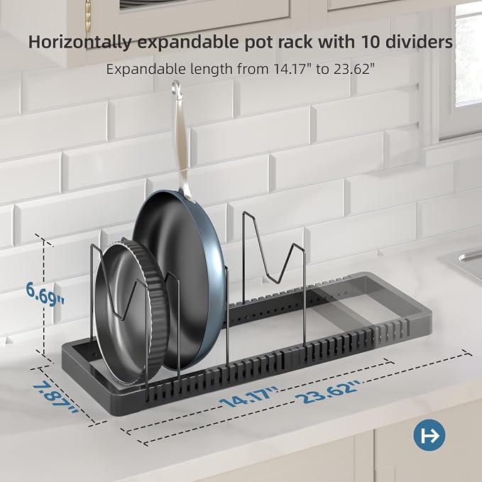 PanPanPal Pots and Pans Organizer under Cabinet, Expandable Pot Lid Organizer - Image 2