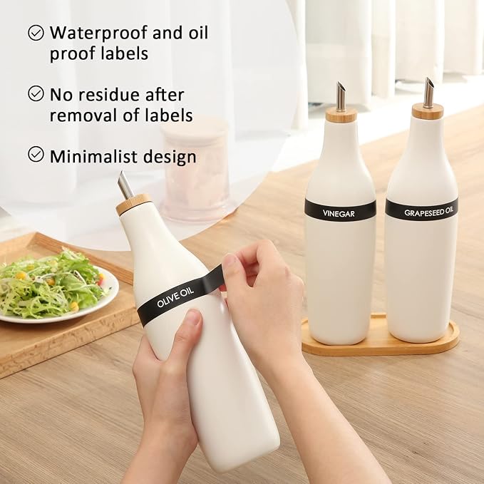 HOMCDALY Olive Oil and Vinegar Dispenser Set, Two 16oz Ceramic Oil Dispenser - Image 5