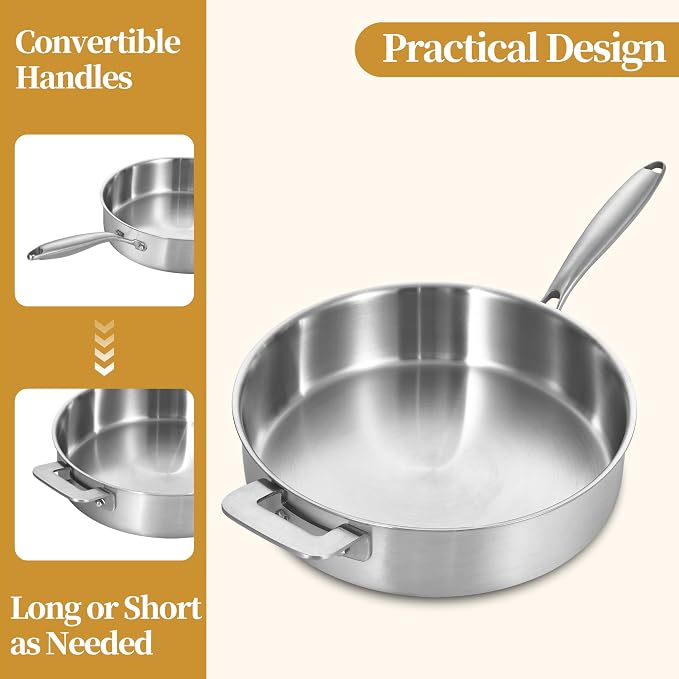 LOLYKITCH 8.5-10 Inch Tri-Ply Stainless Steel Frying Pans and 12 Inch Sauté Pan - Image 6