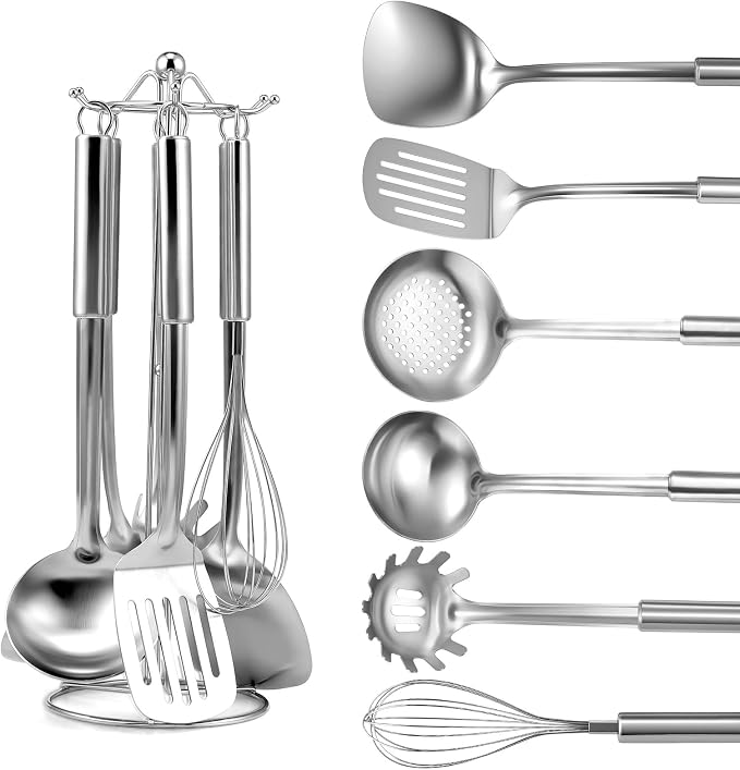 Stainless Steel Kitchen Cooking Utensils Set of 7 by Gymdin