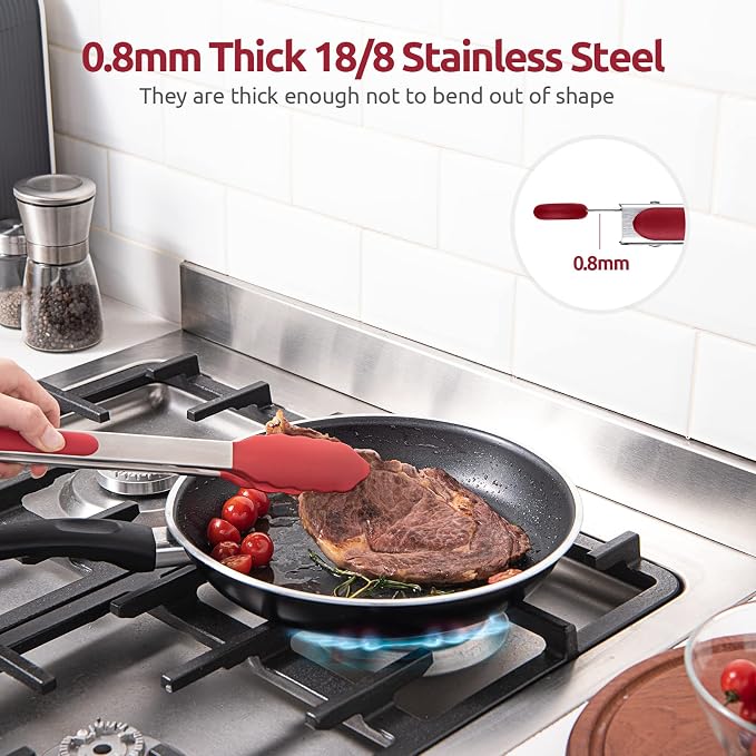 600ºF Heat Resistant Kitchen Tongs: U-Taste 12 inch Large Silicone Cooking Tong - Image 5
