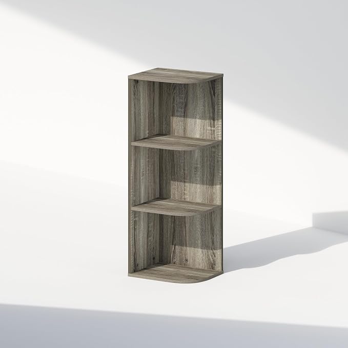 Furinno Reed Corner Shelf, 3-Tier Corner Bookshelf, Book Shelf, Corner Shelves - Image 5