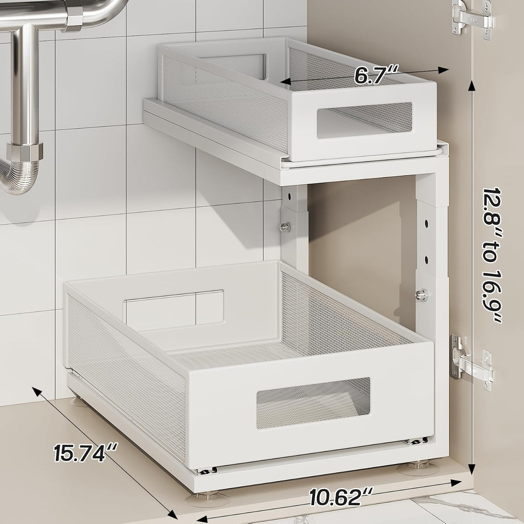 2 Pack Under Sink Organizer With Next-Gen Ball-Bearing Slides,2-Tier