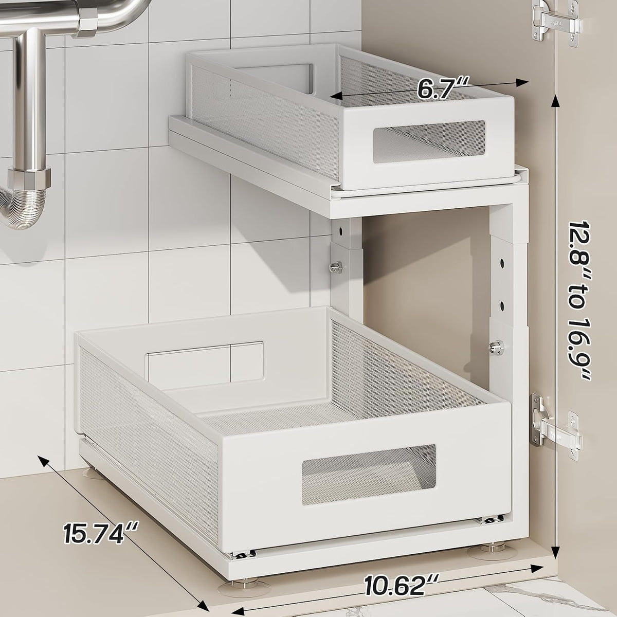 2 Pack Under Sink Organizer With Next-Gen Ball-Bearing Slides,2-Tier