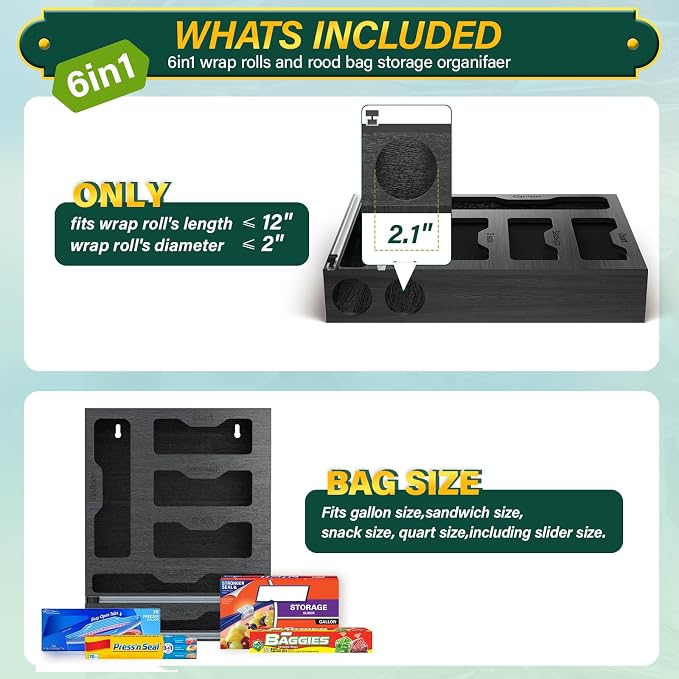 KOCWELL Bag Organizer & Plastic Wrap Dispenser - Image 7