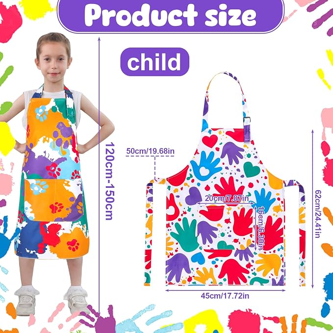 2 Pack Kids Apron, Cute Cooking Aprons, Waterproof Art Apron - Image 2