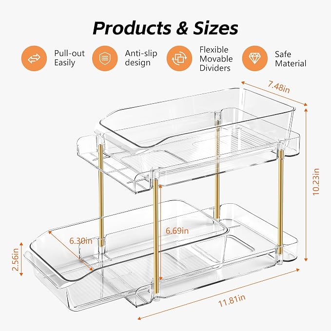 LAREKUN4pack 2-Tier Organizer & Storage Unit Stackable Bathroom Cabinet - Image 3