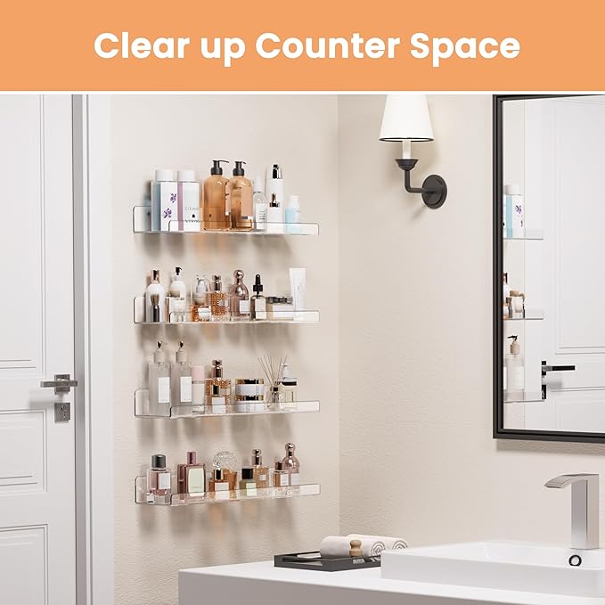 upsimples Acrylic Shelves for Bathroom Storage, Make up, Kids Bookshelf for - Image 3