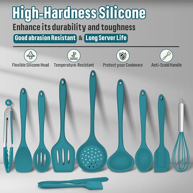 Silicone Kitchen Utensils Set, E-far 23 Pcs Blue Cooking Utensils Tools - Image 5