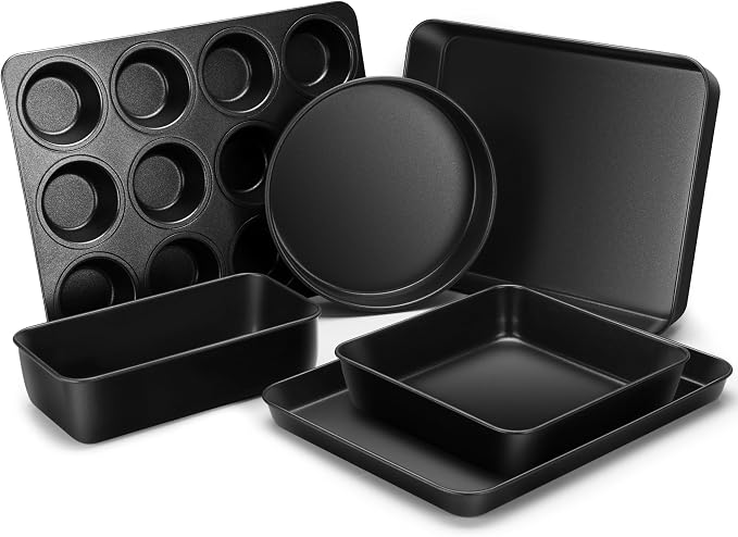 E-far 6-Piece Bakeware Sets, Nonstick Stainless Steel Baking Pans Set by E-far