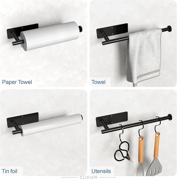 CUXIXA Paper Towel Holder Under Cabinet 2 Pack, Under Counter Paper Towel - Image 3