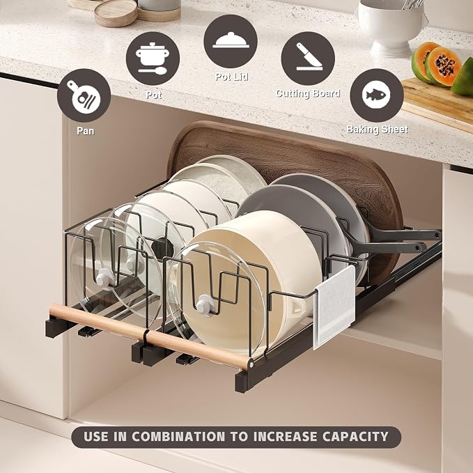 Magheo 2 Pack Pull Out Pots and Pans Organizer Under Cabinet - Image 2