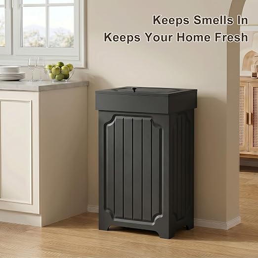 Povrgive Wood Trash Can Cabinet, 13 Gallon Hidden Kitchen Garbage Can - Image 4