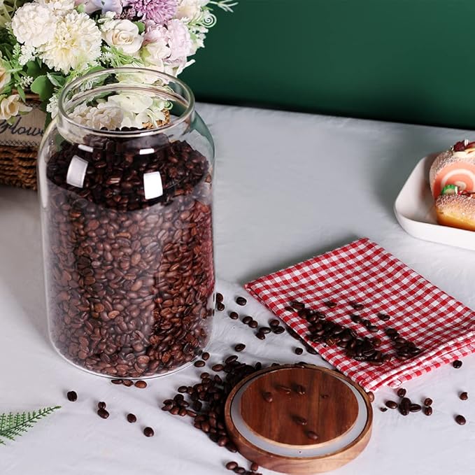 SAIOOL 1 Gallon Glass Jar with Wooden Acacia Airtight Lid, Large Glass Storage - Image 5