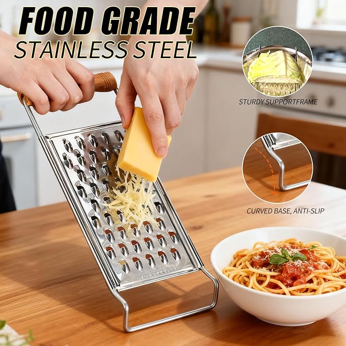 2 Pack Cheese Grater Handheld, Stainless Steel Zester Set of 2, Kitchen Flat - Image 5