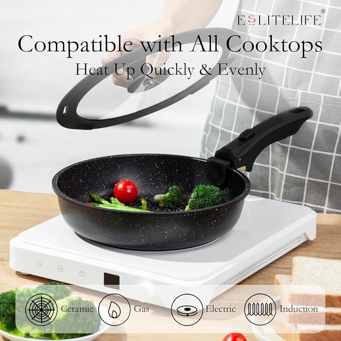 ESLITE LIFE Nonstick Ceramic Frying Pans Skillets Set - Image 6