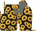 Pretty Sunflower Stylish Oven Mitts and Pot Holders Sets of 4, Heat Resistant by Echoserein