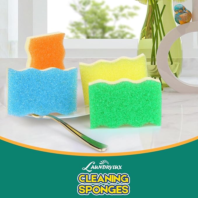 LAUNDRYLUX Scrub Sponge, 4 Pack Dual-Sided Temperature-Responsive Scrubber - Image 5