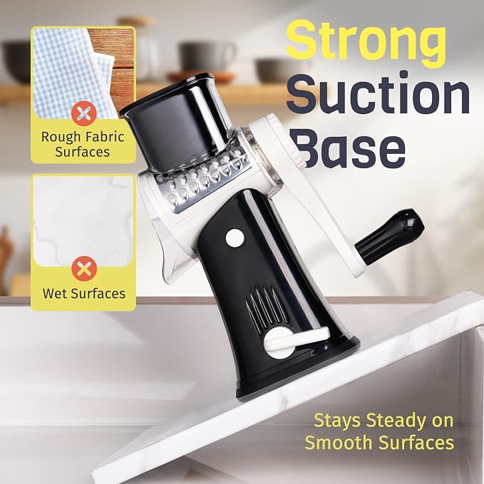 5-in-1 Rotary Cheese Grater Hand Crank, Vegetable Slicer Shredder - Image 5