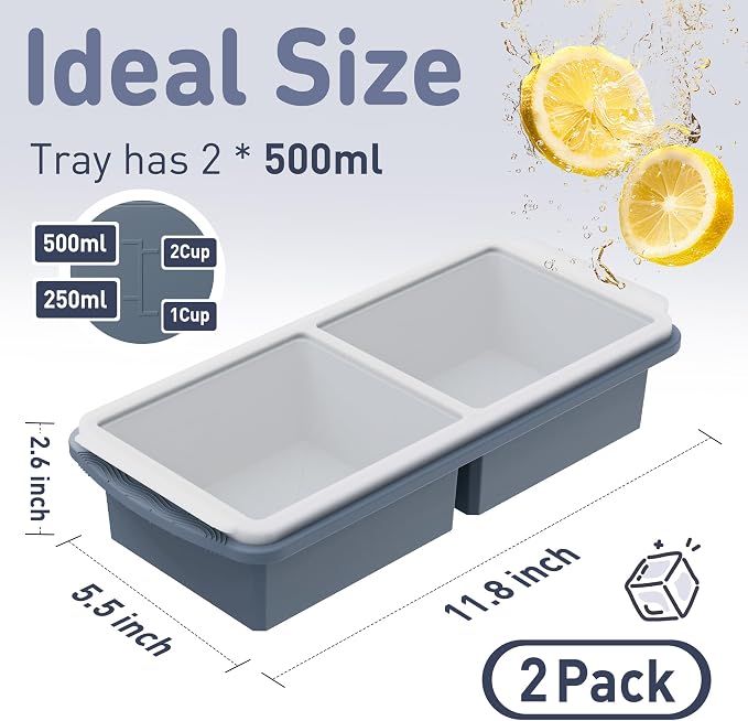 Silicone Freezer Tray with Lid Soup Freezer Container Molds with Steel - Image 2