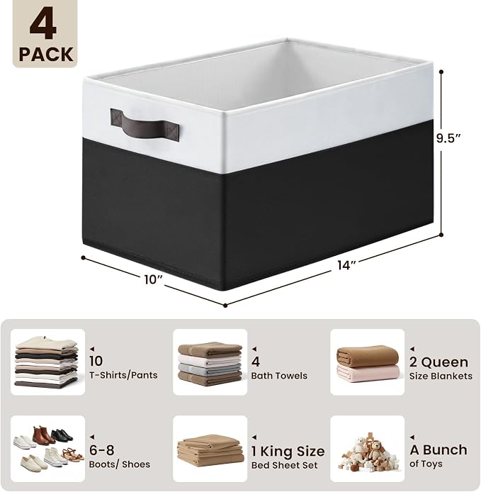 Criusia Large Storage Bins for Shelves 4 Pack, Closet Storage Baskets for - Image 2