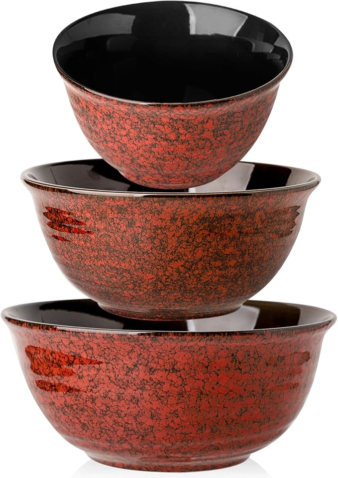 Hasense Mixing Bowls Set of 3, Procelain Serving Bowls Set by Hasense
