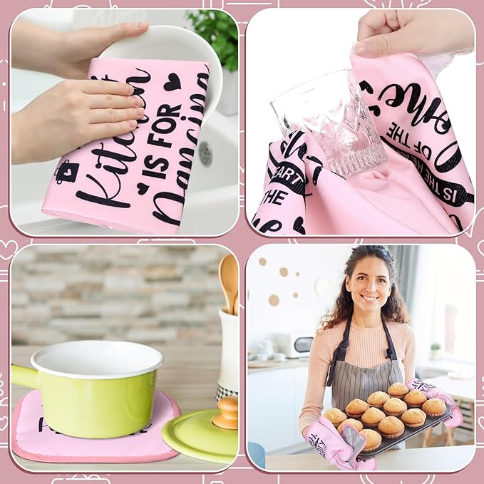 Fourluoo 10 Pcs Farmhouse Kitchen Decor and Accessories Set 4 Kitchen Towels 2 - Image 4