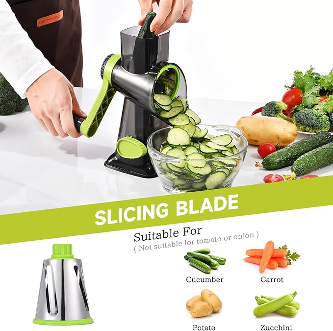Rotary Cheese Grater with Handle Kitchen Shredder Slicer Grater Slicer Ice - Image 3