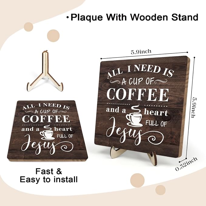 Coffee Bar Sign Plaque Decor-A Heart Full of Jesus, Cafe Bar Accessories - Image 2