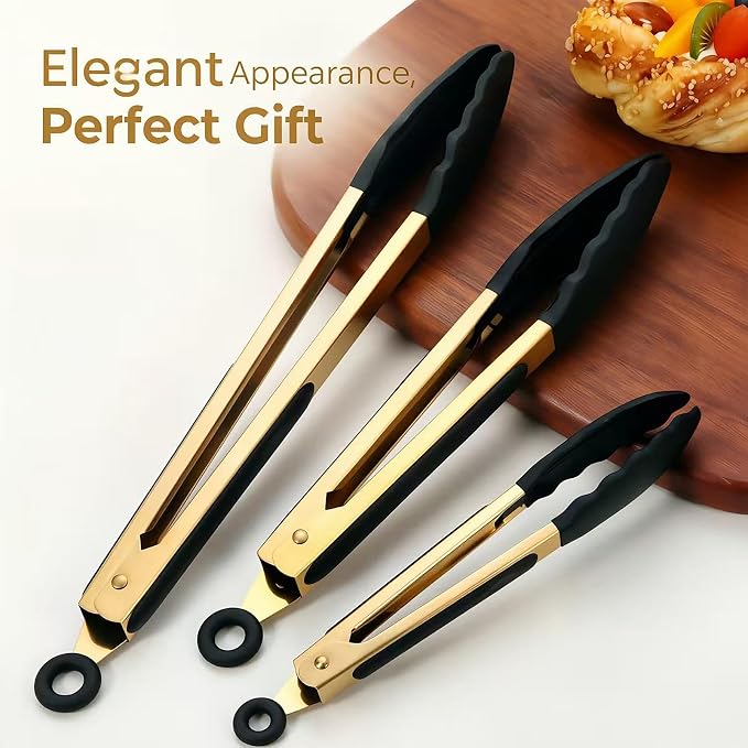 Professional Gold Kitchen Tongs - Image 2