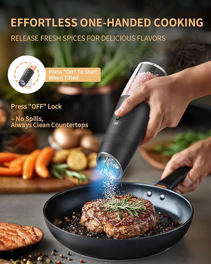 CIRCLE JOY Gravity Electric Salt and Pepper Grinder Set Automatic Shakers - Image 3