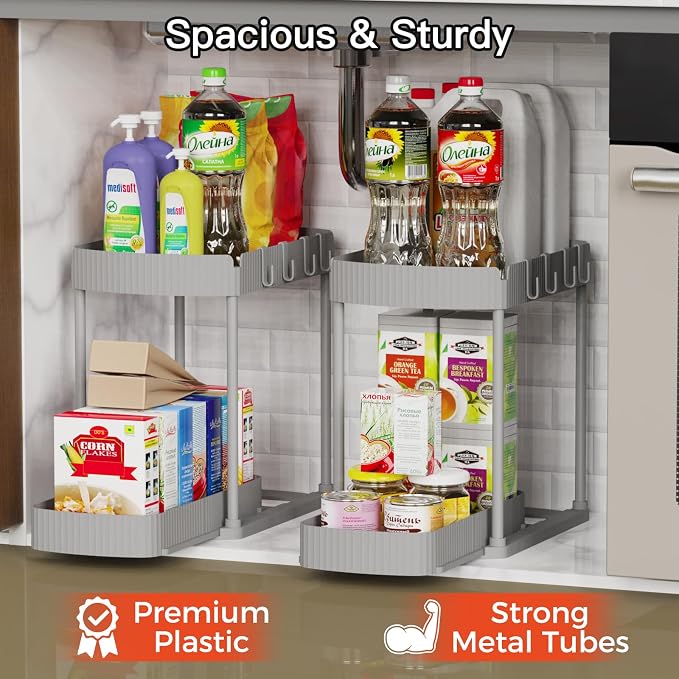 Ukeetap 2 Pack Multi-Purpose Pull-Out Storage Organizers, Under Sink Organizers - Image 3
