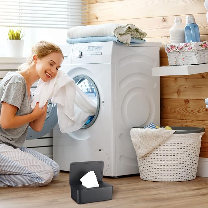 Newtay Dryer Sheet Holder with Hinged Lid, Plastic Dryer Sheet Dispenser - Image 5