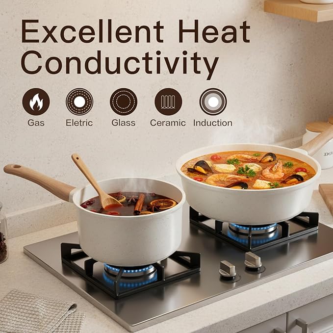 Pots and Pans Set Non Stick Non-Toxic 22 Pcs Ceramic Cookware Sets Nonstick - Image 4