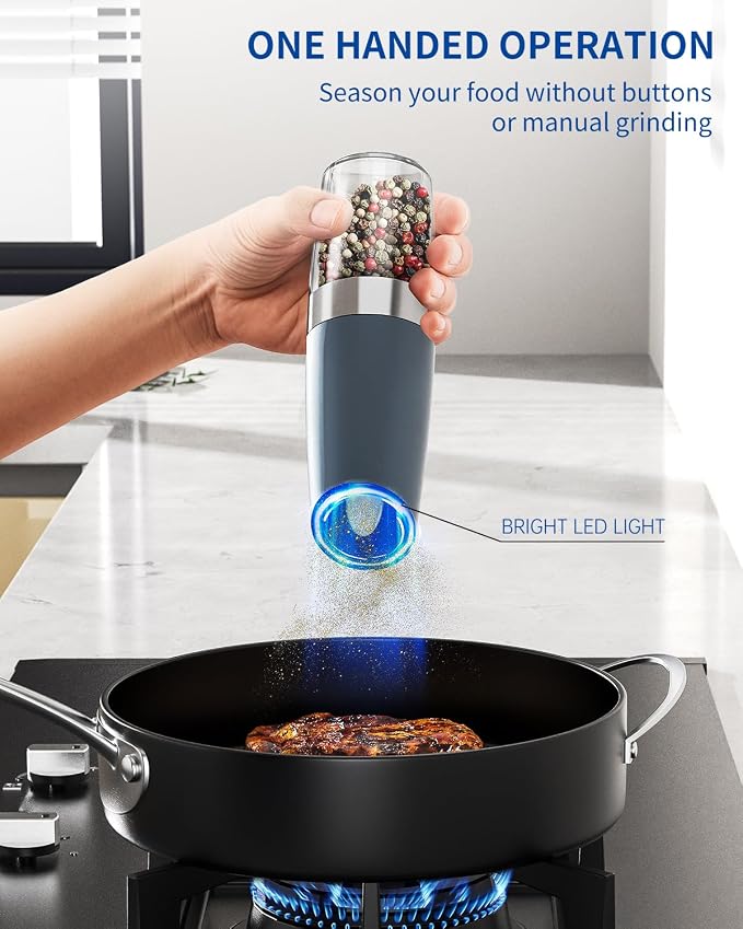 CIRCLE JOY Gravity Electric Salt and Pepper Grinder Set Automatic Salt and - Image 3