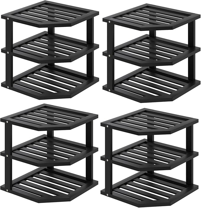 VERTORGAN 3 Tier Bamboo Corner Shelf, Dish Drying Rack, Plate Organizer by VERTORGAN