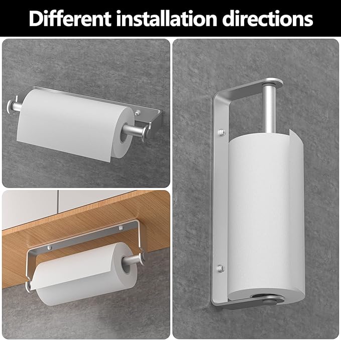 Under Cabinet Paper Towel Holder, Adhesive or Drill Mount Paper Towel Holder - Image 6