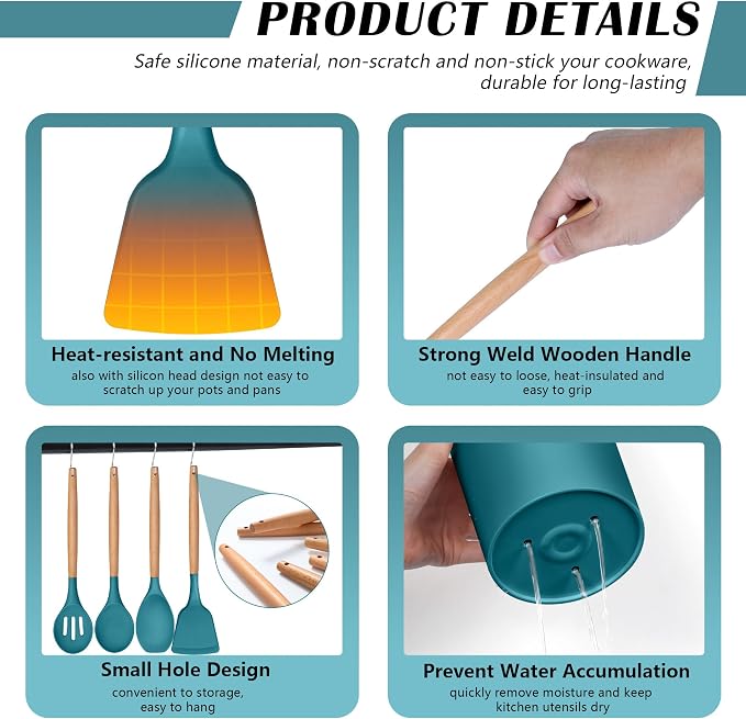 HaWare Kitchen Cooking Utensils Set, 23-Piece Silicone Kitchen Utensils Spatula - Image 4