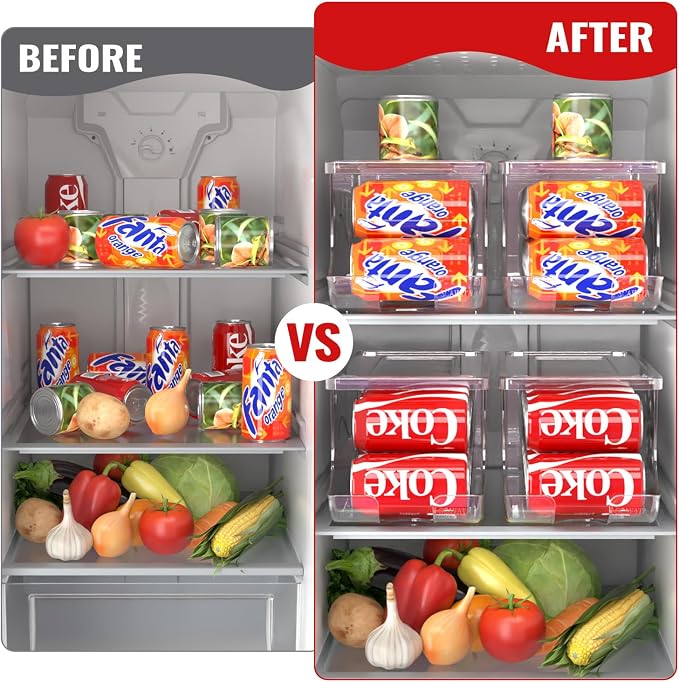 SCAVATA 2 Pack Stackable Refrigerator Organizer, Soda Can Dispenser Pop Cans - Image 6