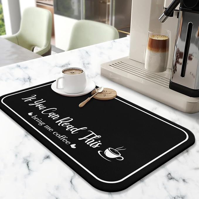 Coffee Bar Mat for Countertops 19inx12in, Absorbent Hide Stain Anti-Slip Cafe - Image 2