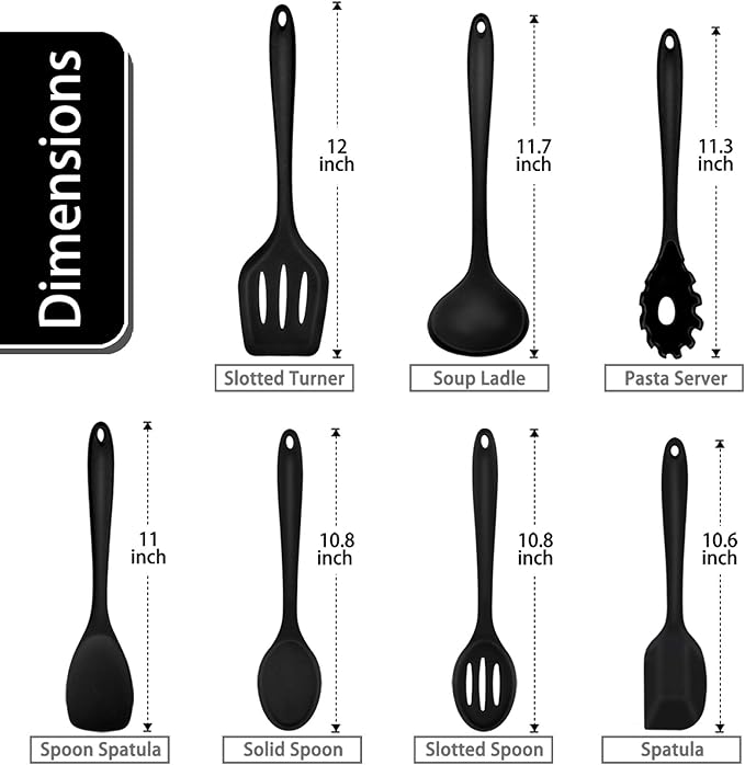 P&P CHEF Silicone Cooking Utensils Set of 7, Heat-proof Kitchen Utensils Set - Image 2