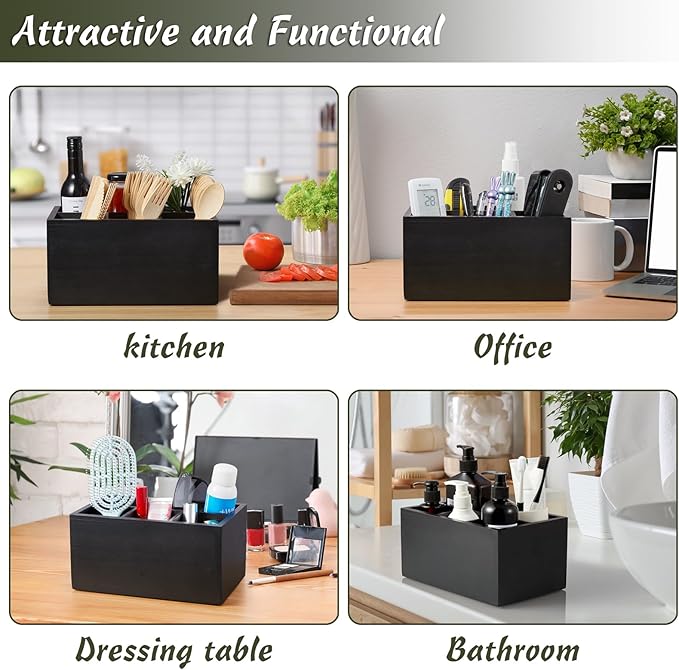 DRASTAR Silverware Caddy, Wooden Utensil Holder, Picnic Cutlery Holder - Image 4